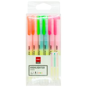 Deli EU35304 Double-sided Text Markers 1-3mm 4 colours 6pcs - buy, prices for Chudo Market - photo 1
