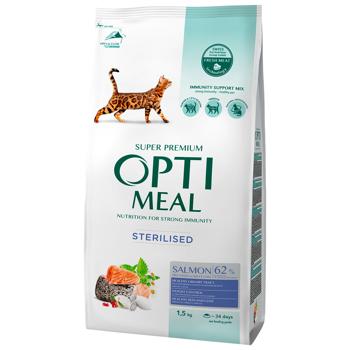 Корм сухой Optimeal с лососем для стерилизованных кошек 1,5кг