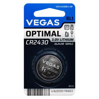 Батарейка Vegas Optimal CR2430 - купити, ціни на - фото 1