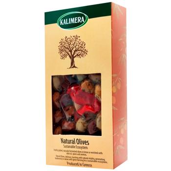 Оливки Калімера 250г Мікс гігант з перцем Флорініс в/у к/у - купити, ціни на Восторг - фото 1