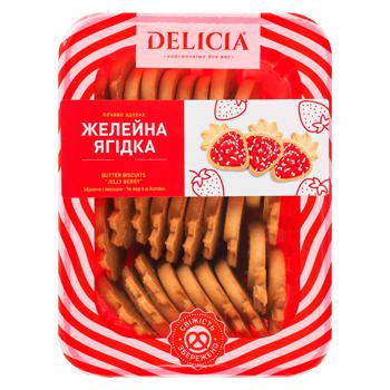 Печенье Delicia Желейная ягодка со вкусом клубники 300г - купить, цены на ЕКО Маркет - фото 1