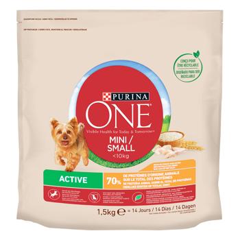 Корм сухий Purina One Active з куркою та рисом для активних собак малих порід 1,5кг