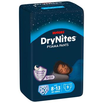 Подгузники-трусики Huggies DryNites для мальчиков ночные 8-15лет 10шт - купить, цены на КОСМОС - фото 1