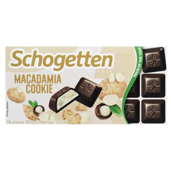 Шоколад молочный Schogetten с кремовой начинкой с орехами макадамия и печеньем 100г