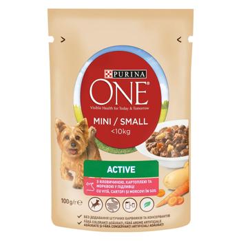 Purina One Active Wet Food with Beef, Potatoes and Carrots for Active Dogs of Small Breeds 85g - buy, prices for Ideal - photo 1