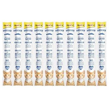 GimCat Sticks with Salmon and Trout Cat Snack 10pcs*5g