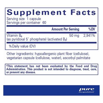 Витамин B6 Pure Encapsulations Піридоксаль-5-фосфат 60 капсул - купить, цены на Biotus - фото 2