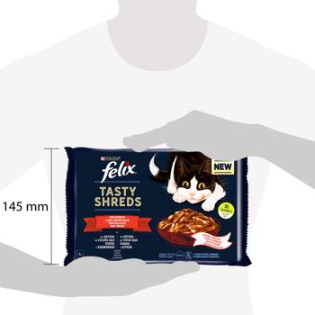Корм влажный Felix Tasty Shreds с говядиной и курицей для взрослых кошек 4х80г - купить, цены на MasterZoo - фото 2