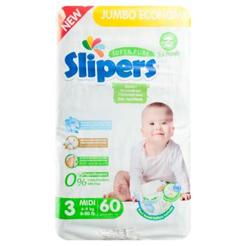 Підгузки Slipers J-203 3 Midi Jumbo 4-9кг 60шт - купити, ціни на КОСМОС - фото 3