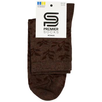 Шкарпетки Premier Socks жіночі класичні Листочки р.23-25 коричневий - купити, ціни на ЕКО Маркет - фото 1