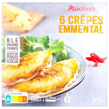 Блинчики Auchan с сыром Эмменталь замороженные 300г