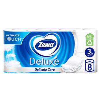 Туалетная бумага Zewa Deluxe Delicate Care белая 3-слойная 8шт - купить, цены на ULTRAMARKET - фото 1