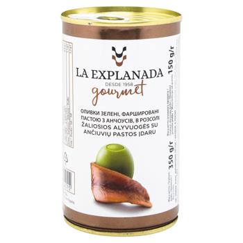 La Explanada Green Olives Stuffed with Anchovy Paste in Brine 350g - buy, prices for METRO - photo 1