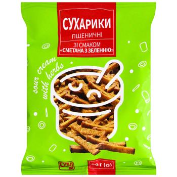 Сухарики Субота пшеничные со вкусом сметаны с зеленью 90г - купить, цены на КОСМОС - фото 1