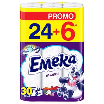 Туалетная бумага Emeka Paradise 3-слойная 24+6шт - купить, цены на METRO - фото 1