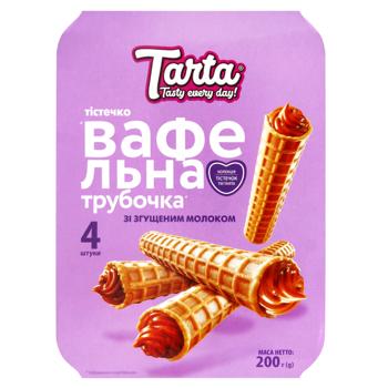 Тістечко Tarta Вафельна трубочка зі згущеним молоком 200г - купити, ціни на КОСМОС - фото 1