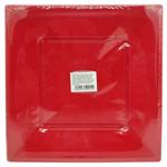 Red Plastic Square Plates 23cm 10pcs