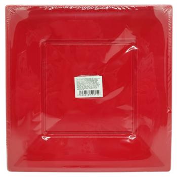 Red Plastic Square Plates 23cm 10pcs - buy, prices for Tavria V - photo 1