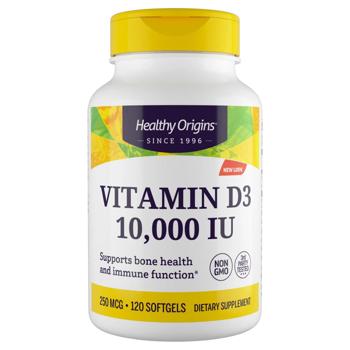 Вітамін Д3 Healthy Origins 10000 МО 120 гелевих капсул - купити, ціни на Біотус - фото 1