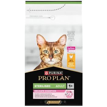 Корм сухой Purina Pro Plan Sterilised Delicate Digestion с курицей для стерилизованных кошек с чувствительным пищеварением 1,5кг - купить, цены на MasterZoo - фото 1