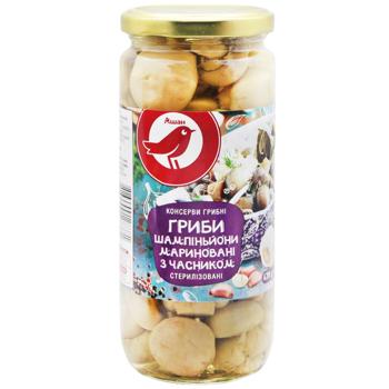 Шампиньоны Auchan маринованные с чесноком 420г