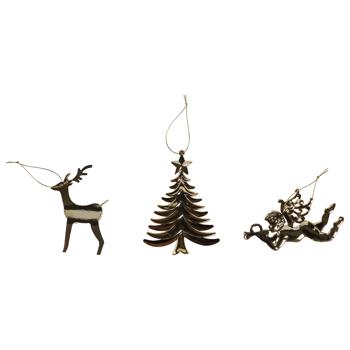 Actuel Christmas Tree/Deer/Angel Gold Christmas Tree Pendant 11-13cm in assortment