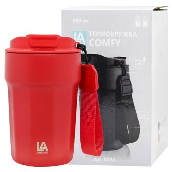 Line Art Comfy Red Thermal Mug 380ml