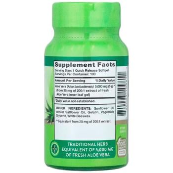 Алое Вера, Aloe Vera, Potent, Nature's Truth, 5000 мг, 100 гелевих капсул швидкого вивільнення - купити, ціни на Біотус - фото 2