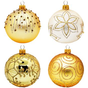 Gold Christmas Tree Ball with Decoration 8cm in assortment - buy, prices for Auchan - photo 1