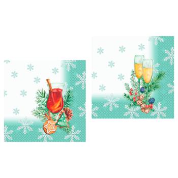 Silken Mulled Wine and Champagne 3-Ply Table Napkins 33x33cm 18pcs - buy, prices for - photo 1