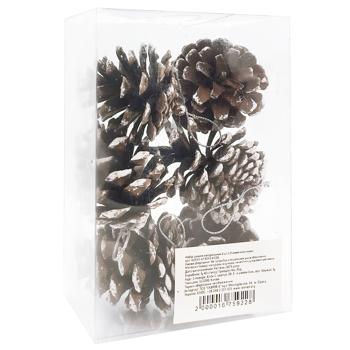 Set of Natural Pine Cones with White Tips 6pcs - buy, prices for - photo 2