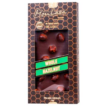 Mon Lasa Black Hazelnut Chocolate without Sugar 70% 80g