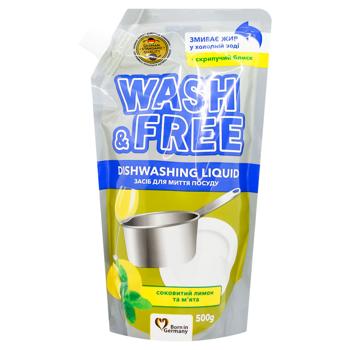 Wash&Free Lemon and Mint Dishwashing Liquid 500g