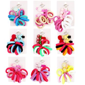 Mari N. Set of Kid's Hair Clips with Elastic Bands 12pcs in assortment
