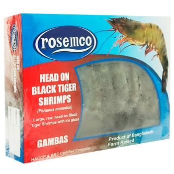 Rosemco Black Tiger Shrimps with Head 16/20 800g - buy, prices for Supermarket "Kharkiv" - photo 3