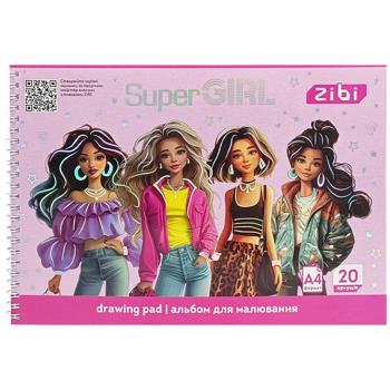ZiBi Line Super Girl A4 Drawing Album on Spiral 20 Sheets