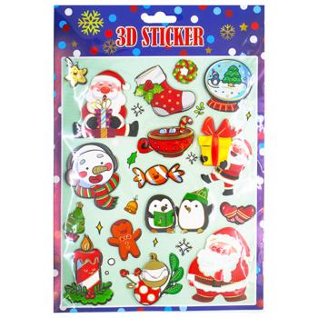 Наліпки новорічні 4 дизайна 18*26 см арт. P210 5985 И875 - купити, ціни на КОСМОС - фото 4