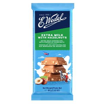 E.Wedel Milk Chocolate with Pieces of Hazelnut 80g - buy, prices for NOVUS - photo 1