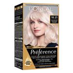 Краска для волос L'oreal Paris Preference Core 10.21 Светло-светло-русый перламутровый осветляющий