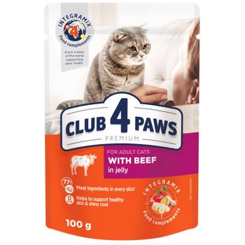 Корм вологий Club 4 Paws Premium з яловичиною для котів 100г