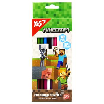 Олівці кольорові Yes Minecraft 12/24 кольорів