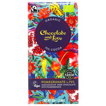 Chocolate and Love Organic Dark Chocolate with Pomegranate 70% 80g - buy, prices for WINETIME - photo 1