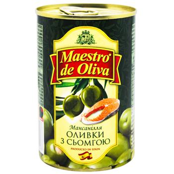 Оливки зелені Maestro de Oliva із сьомгою 300г