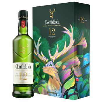 Виски Glenfiddich 12 лет 40% 0,7л + фляга - купить, цены на КОСМОС - фото 1