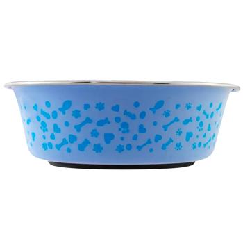 Миска металева ArjanImpex Paw Heart Bone and Fish 270 мл - блакитний