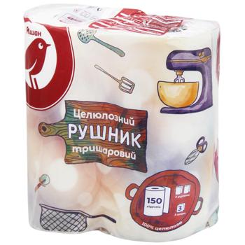 Auchan Cellulose Three-layer Paper Towel 150 sheets 2pcs - buy, prices for Auchan - photo 1