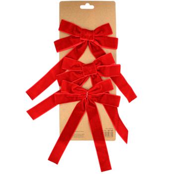 Набір оксамитових бантів Bona Di 3шт 15х24см червоний - купити, ціни на WINETIME - фото 1