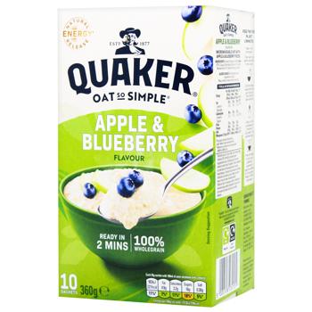 Каша вівсяна Quaker Яблуко та чорниця швидкого приготування 36г х 10шт - купити, ціни на METRO - фото 1