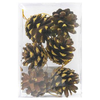 Набір шишок натуральних 6 шт з золотими кінчиками арт. H2545-44 9245 И242 - купити, ціни на КОСМОС - фото 2