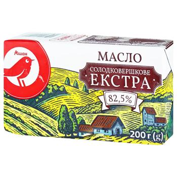 Масло Auchan Экстра сладкосливочное 82,5% 200г - купить, цены на MasterZoo - фото 1